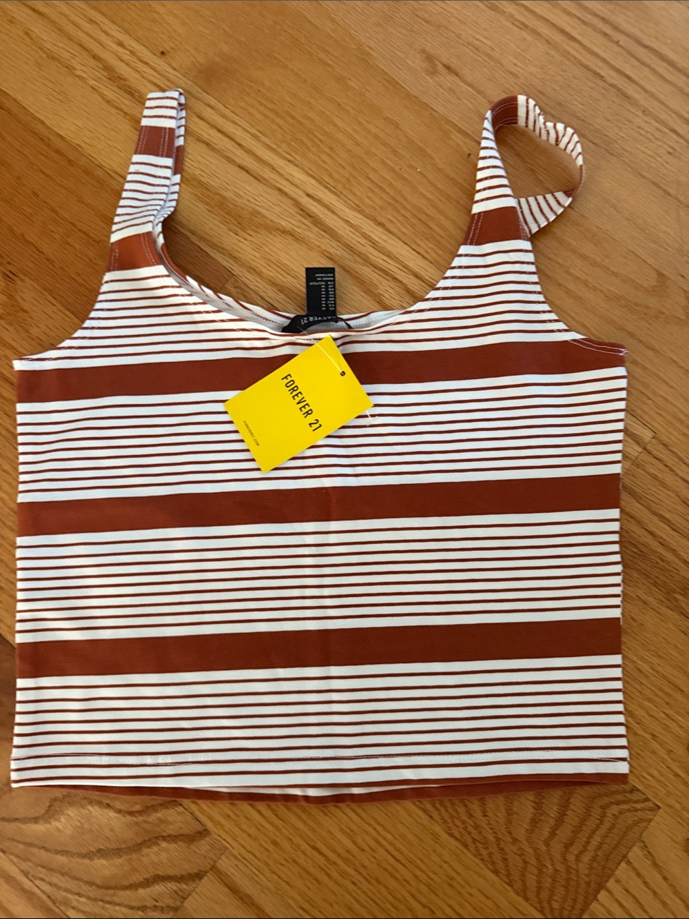 Forever 21 Rust and White Striped Cropped Tank